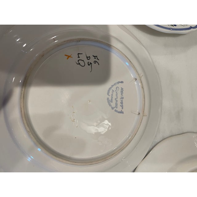 1990s Henriot Quimper Ceramic Plates With French Artisan Pottery Markings - Set of 8 For Sale - Image 12 of 12