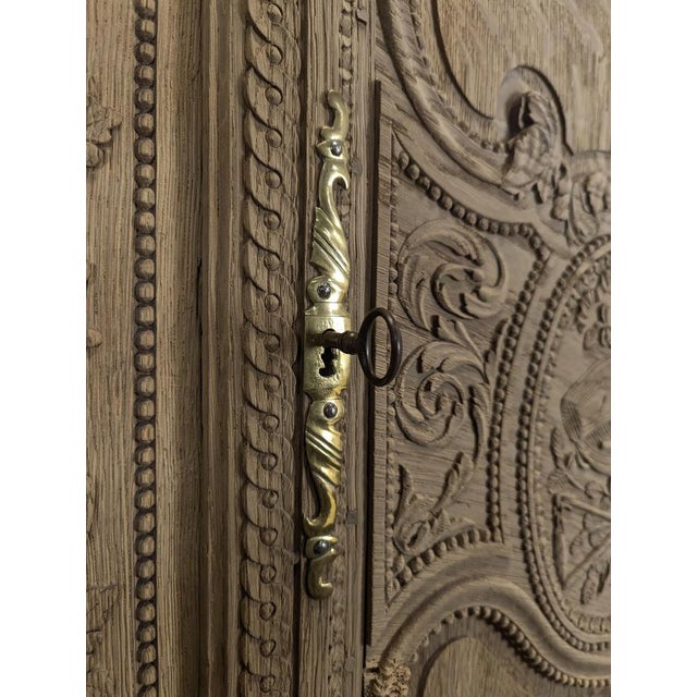Wood Normandy Oak Wardrobe with Bouquet For Sale - Image 7 of 12