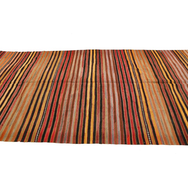 Mid 20th Century Vintage Striped Turkish Kilim Rug For Sale - Image 4 of 7