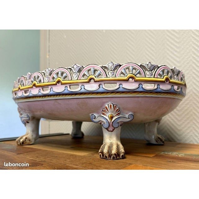 Large Openwork Earthenware Planter, 1880 For Sale - Image 4 of 6