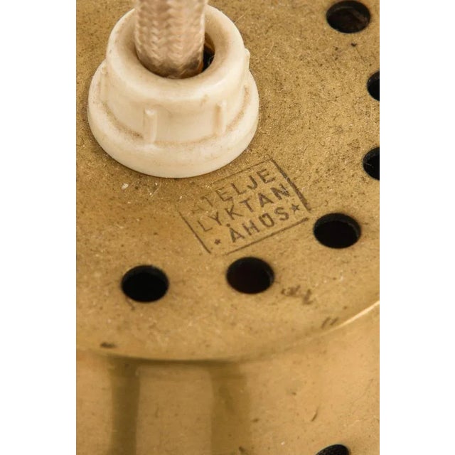 Metal Ceiling Lamp in Brass and Fabric by Hans Bergström, 1940s For Sale - Image 7 of 8