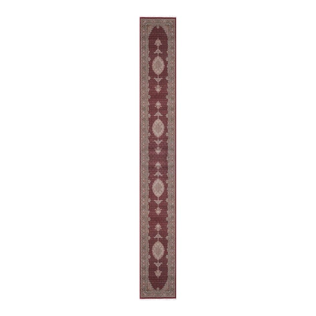 Pasargad Home Baku Red Silk & Wool Area Rug- 2' 6'' X 19' 8'' For Sale