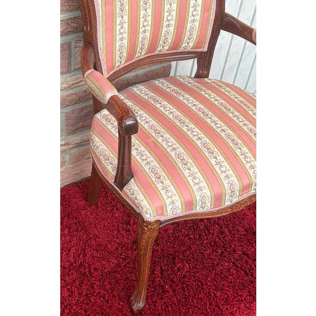 Charles X Style Wooden Armchair with Fabric Upholstery, 1960s For Sale - Image 6 of 6