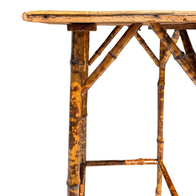 Antique English Tortoiseshell Bamboo Tall Side Table or Plant Stand, Circa 1900 For Sale - Image 4 of 11