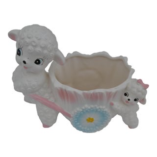 1950s Japanese Sheep Planter With Baby Sheep For Sale