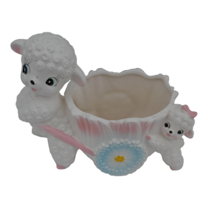 1950s Japanese Sheep Planter With Baby Sheep