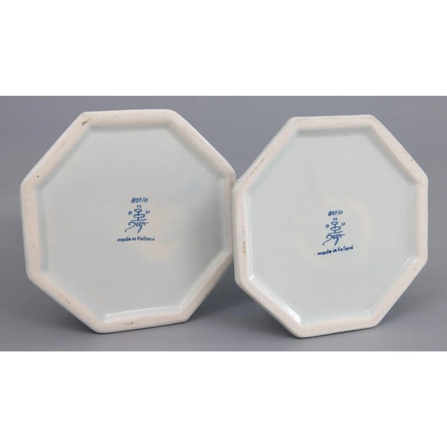 Vintage Dutch Delft Floral Candlesticks - A Pair For Sale - Image 9 of 9