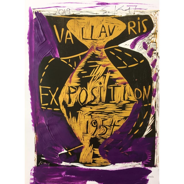 Abstract Framed Picasso Poster Painting by Sean Kratzert ‘Purple Exhibition’ For Sale - Image 3 of 3