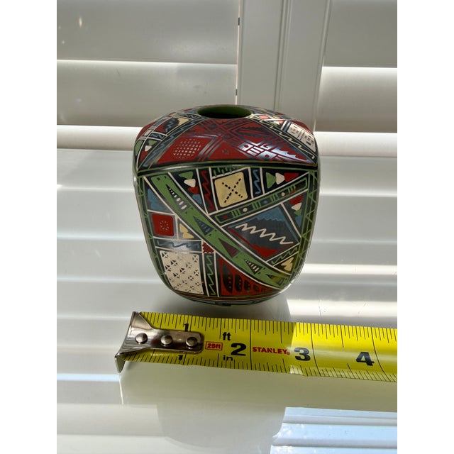 Signed Isidro Ortiz Mata Ortiz Pottery Vase, Mexican Folk Art Polychrome Vessel For Sale - Image 4 of 8