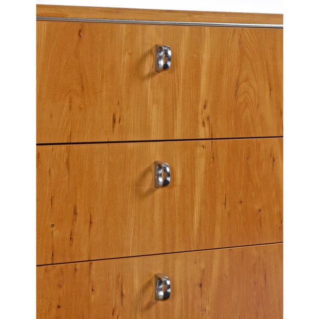 1970s John Stuart 1970s 3 Drawer Hickory Bachelor's Chest With Chrome Pulls For Sale - Image 5 of 14