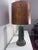 Vintage Mid Century Hollywood Regency Drip Glaze Ceramic Aqua, Brass & Gold Leaf Shaded Table Lamps, a Pair For Sale In Houston - Image 6 of 18