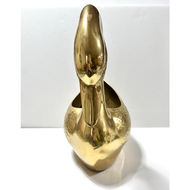 Mid-Century Modern Brass Swan Planter Cachepot - Hollywood Regency - Very Large For Sale - Image 3 of 10