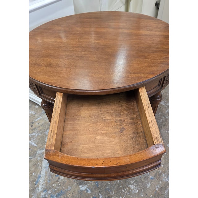 Vintage Round Side Table Tapered Legs For Sale - Image 11 of 11