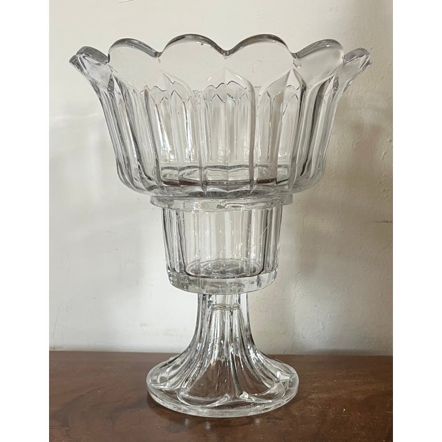 Large Antique 19th Century American Flint Glass Crystal Footed Centerpiece Fruit Bowl or Pineapple Stand For Sale - Image 11 of 12