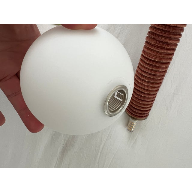 One of a Kind Artisan Wall Sconce Aged Brass Brown Stacked Leather Disks For Sale - Image 12 of 13