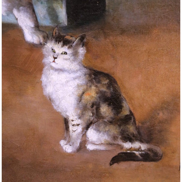 Pair of 19th Century French Pendant Cat Oil on Canvas Paintings Signed A. Pernot For Sale - Image 14 of 18