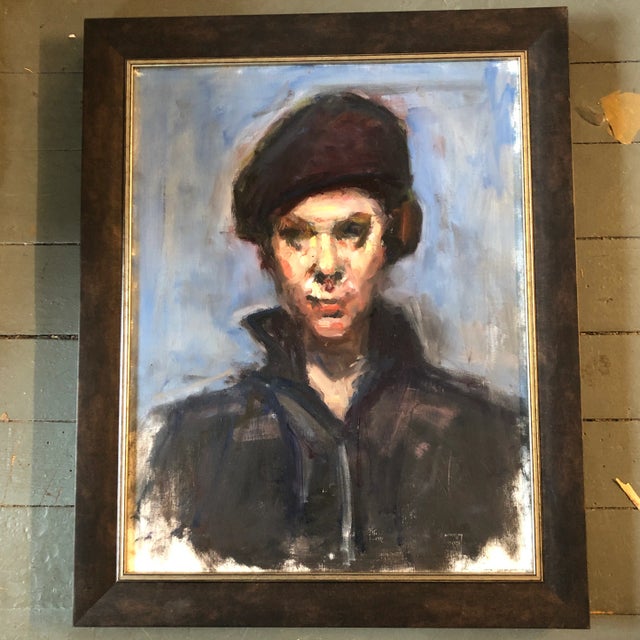 1990s Original Contemporary Robert Henri Style Portrait Painting Framed For Sale - Image 5 of 5