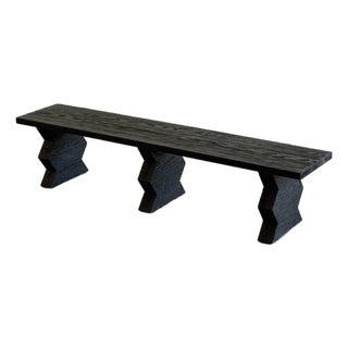 Made to Order: Ebonized Oak Zig Zag Bench For Sale
