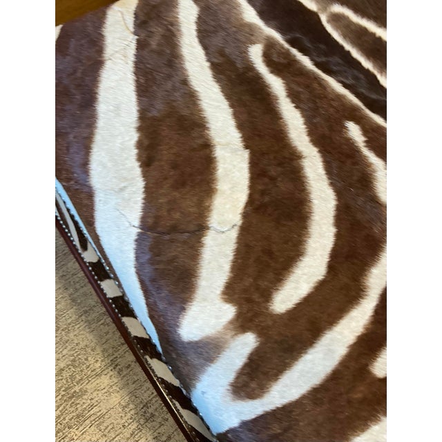 Vintage Boho Zebra Skin Ottomans - A Pair For Sale - Image 11 of 11