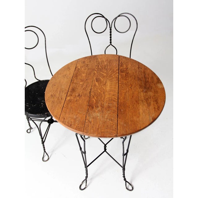 Antique Ice Cream Parlor Table and Chairs Set of 3 For Sale - Image 6 of 13