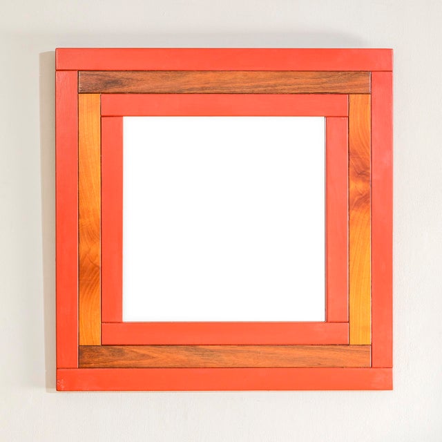 Wooden-Framed Mirror by Ettore Sottsass for Poltronova, 1960s, in Good conditions. Designed 1960 to 1969 This piece has an...