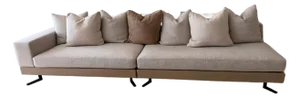 Custom Saddle-Hide and Upholstered Sofa Inspired by Italian Modern Design