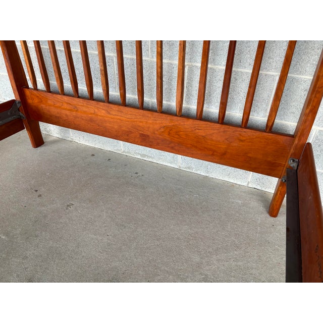Hunt Country Furniture Cherry Birdcage Style Queen Size Bed Frame For Sale - Image 4 of 8