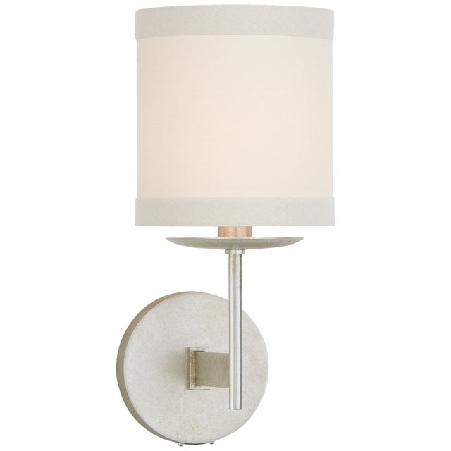 Walker Small Sconce in Burnished Silver Leaf with Cream Linen Shade Designer: kate spade new york Height: 12.25"...