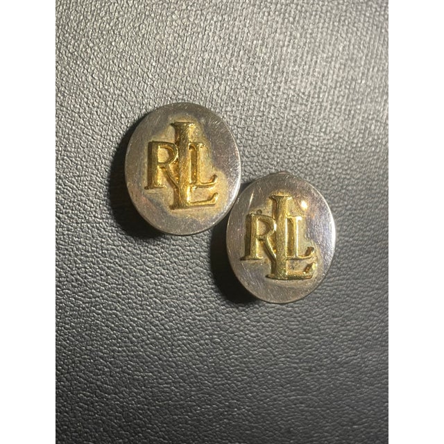Ralph Lauren Ralph Lauren Vintage Dual Tone Clip-on Earrings, Pair For Sale - Image 4 of 4