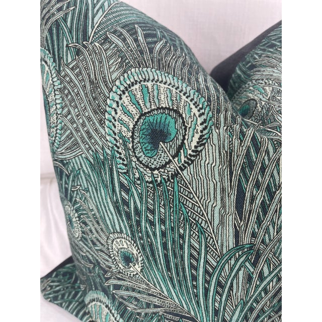 2020s Liberty Fabrics "Hera Feather" in Jade 22" Pillows-A Pair For Sale - Image 5 of 5