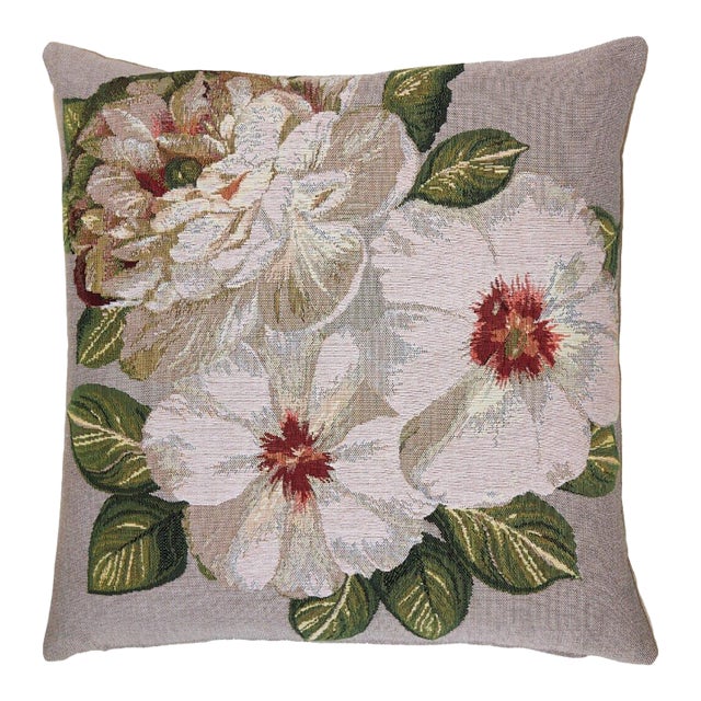 Floral Bloom I Tapestry Cushion With Feather Filler - 46 X 46cm For Sale