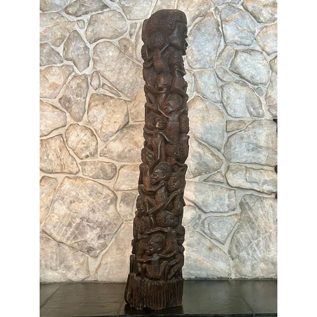 Wood Mid-20th Century Large African Blackwood Makonde "Tree of Life" Ujamaa Sculpture – 45"h For Sale - Image 7 of 16