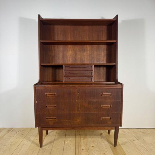 Vintage Danish Teak Bookcase with Pull-Out Desk, 1960s For Sale - Image 5 of 12