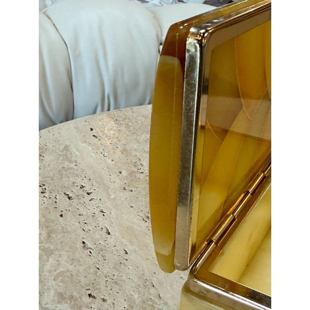 Vintage Italian Honey Marble and Brass Decorative Box For Sale - Image 10 of 10