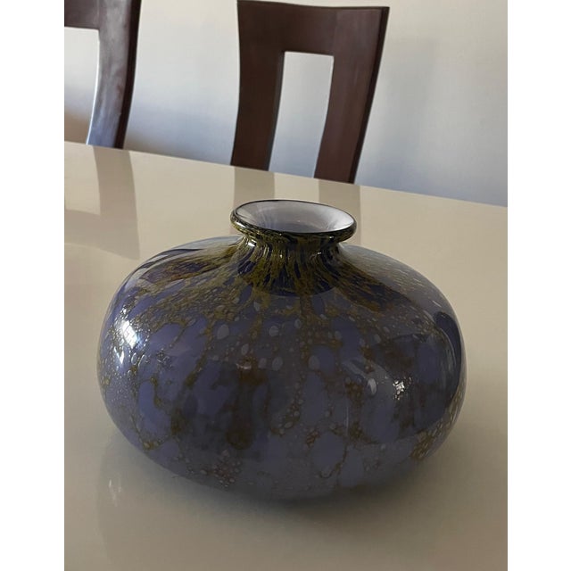 1980s Lavender Murano Style Art Glass Vase For Sale - Image 4 of 5