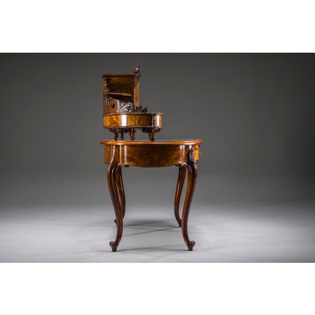 Antique Louis Philippe Walnut Vanity Desk, 1860 For Sale - Image 12 of 18
