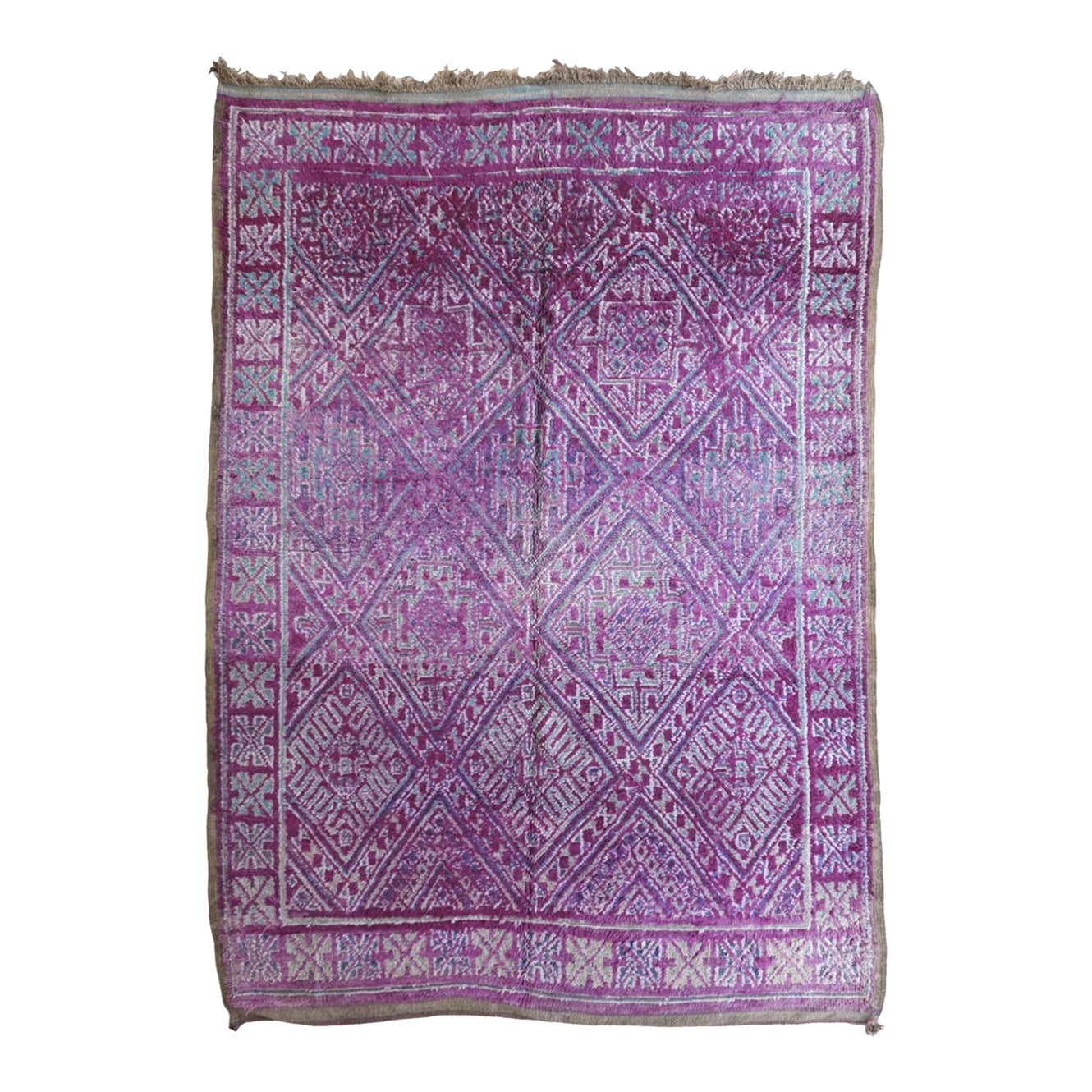 1980's Moroccan Berber Purple Wool Rug - 9.9 X 7.09 Ft | Chairish