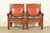 Mission Harden Furniture Style Antique Arts & Crafts Carved Oak Library Chairs, Pair For Sale - Image 3 of 12