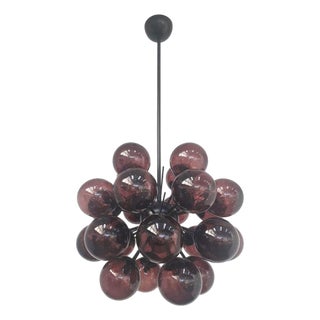 21st Century Ventiquattro Black Powder Coat Amethyst Bubbles Murano Sputnik Chandelier by Fabio LTD For Sale