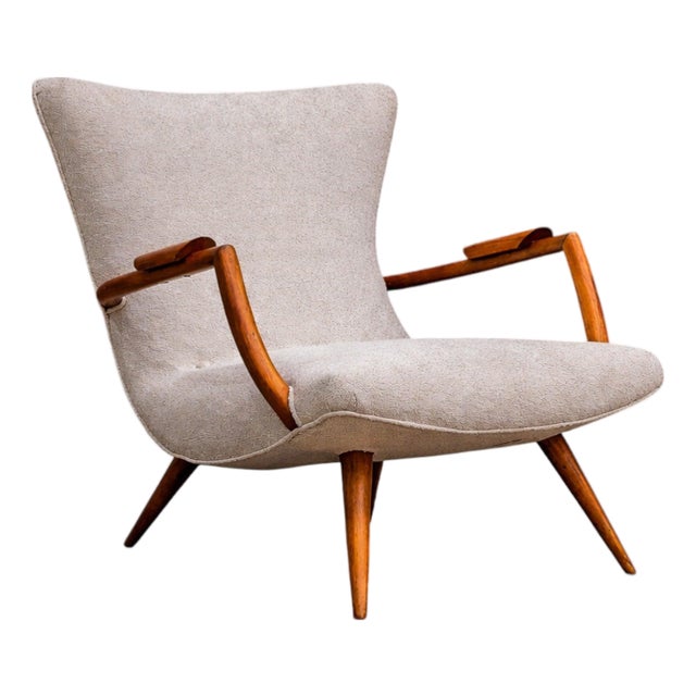 Armchair in Caviuna Wood & Boucle, Giuseppe Scapinelli, 1950s - Lot 811 For Sale