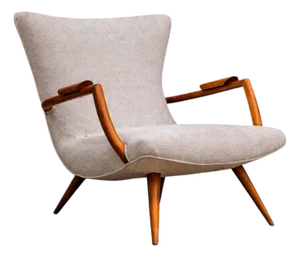 Armchair in Caviuna Wood & Boucle, Giuseppe Scapinelli, 1950s - Lot 811