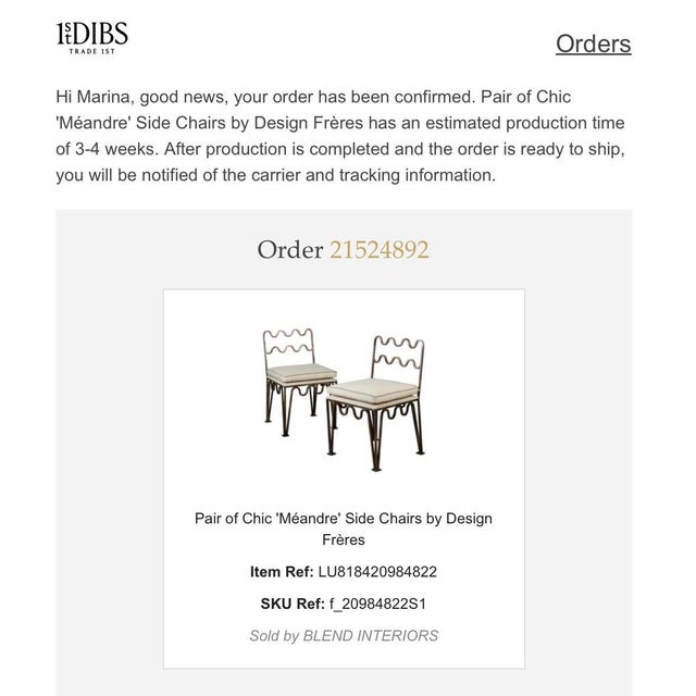 2020s Pair of Méandre Chairs by Design Frères For Sale - Image 5 of 5