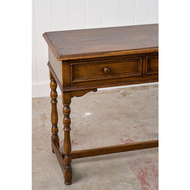 Brown 1920s Ipswich Oak Two Drawer Side Table For Sale - Image 8 of 13