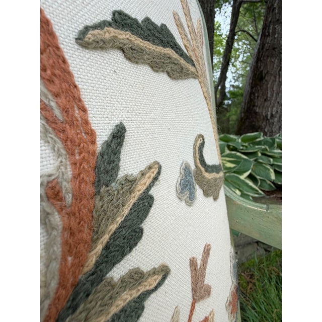 2000 - 2009 Pair of Custom Botanical Crewelwork Chairs in Green For Sale - Image 5 of 18