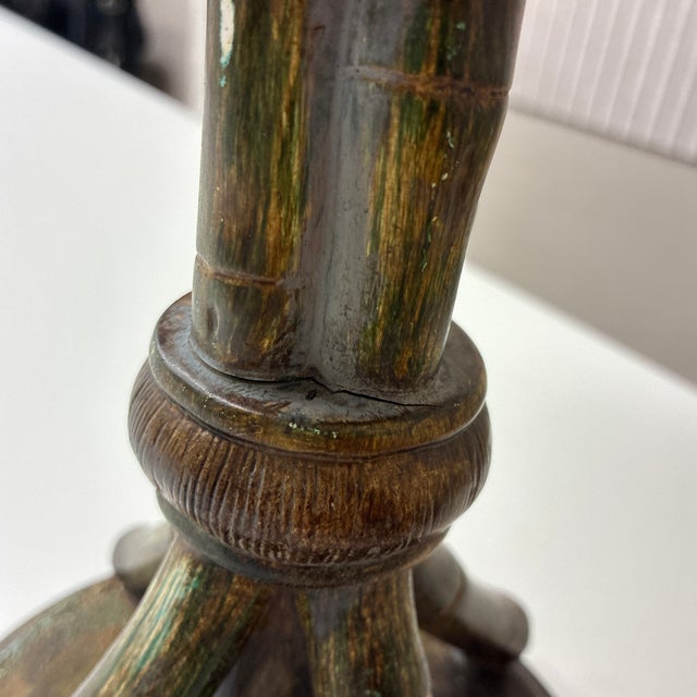 Green 1990s Hollywood Regency Style Palm Bamboo Lamps With Shades - a Pair For Sale - Image 8 of 9