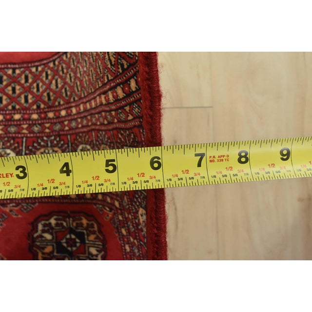 Bokhara Rug 3’2” X 5’3” Red Wool Tribal Hand-Knotted Oriental Carpet For Sale - Image 11 of 13