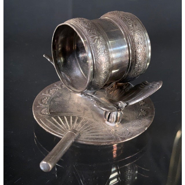 Rogers Bros. Antique Rogers & Bros Silverplate Aesthetic Movement Napkin Ring With Butterfly and Fan, c.1870s-1880s For Sale - Image 4 of 8