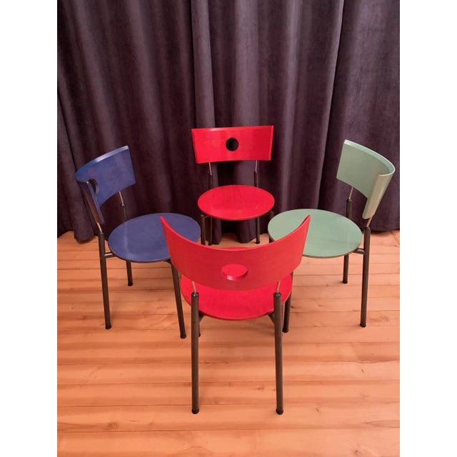 A unique set of four Kusch + Co chairs from the 70s. In original and good condition. Chairs are signed. Visible signs of...