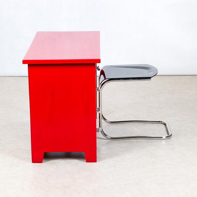 Red Vintage Ladies Writing Desk, 1930s For Sale - Image 8 of 11