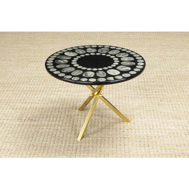 Mid-Century Modern Cammei' Silver Cameos Motif Side Table by Piero Fornasetti, Signed For Sale - Image 3 of 12